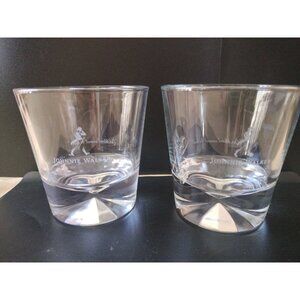 2 Johnnie Walker Our Blend Cannot Be Beat" Heavy Whiskey Glass w Prism Base 3"75